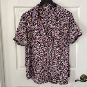Secret Treasure women’s  Floral Short Sleeve Button-Up pajama Shirt
